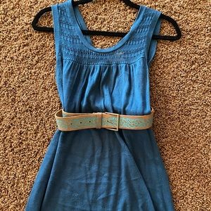 Turquoise dress with belt